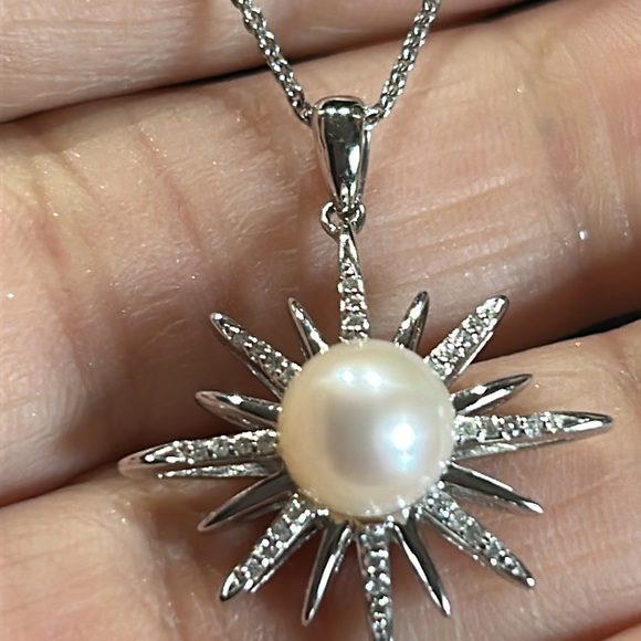 Simply Vera Vera Wand sterling silver cultured pearl, diamonds Necklace - Picture 4 of 10